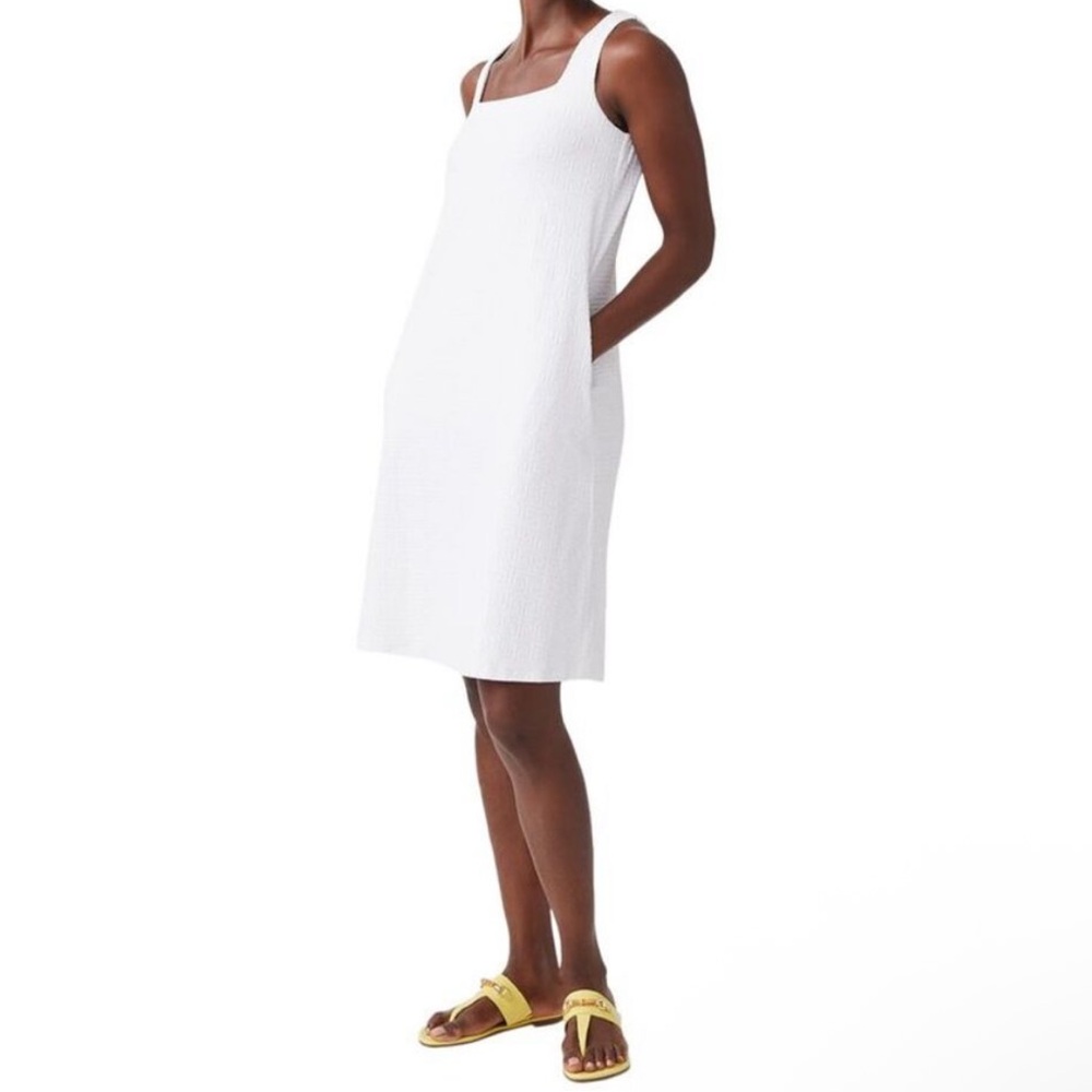 J.McLaughlin Lindley Dress Sleeveless Textured Catalina Cloth White Large